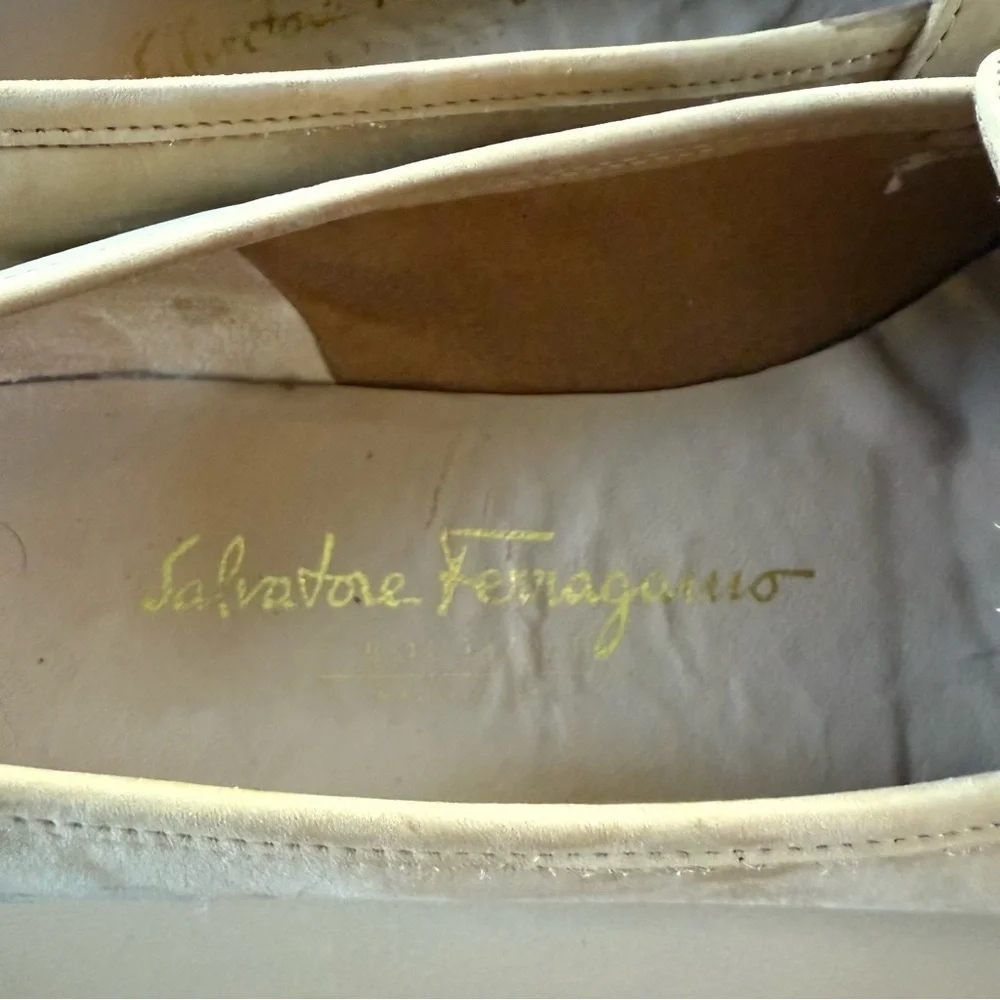 Salvatore Ferragamo Beige Suede Leather Espadrille Loafer Size 9 AA
